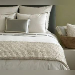 Ann Gish 430 TC Cotton Sham With Silk Trim Ivory/Metal